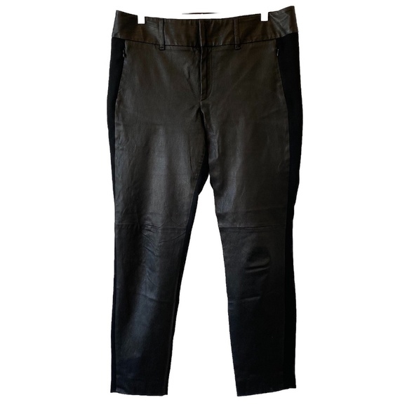 Rag & Bone Womens Lamb Leather Combo Mid Rise Slim Leg Trouser Black Size 12 - Picture 1 of 15